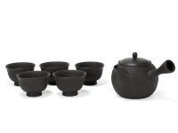 Japanisches Teeservice 6-teilig, Kyusu Tokoname Tobikanna Kuro 4 Japanisches Teeservice 6-teilig, Kyusu Tokoname Tobikanna Kuro – Bild 2