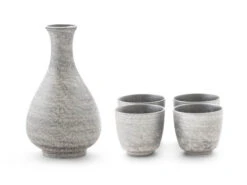 Sake Set Silber, 1 Karaffe, 4 Becher -EisenKunst Verkäufe sake set silber 1 karaffe 4 becher 1